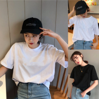 茜靓,CHYLLIRN短袖T恤女纯棉韩版宽松T恤上衣2020新款夏季纯色大码胖M显瘦