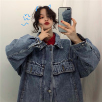 茜靓,CHYLLIRN牛仔外套女春秋季2020年新款宽松韩版百搭bf风复古港味上衣潮ins女士牛仔服