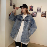 茜靓,CHYLLIRN2020复古好穿的ins百搭韩版宽松牛仔外套女bf风中性工装夹克衫女士牛仔服