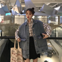 茜靓,CHYLLIRN2020夏季宽松韩版牛仔马甲外穿无袖bf风工装坎肩百搭外套女