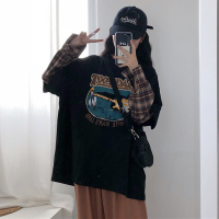 茜靓,CHYLLIRN2020春季假两件长袖T恤女新款韩国原宿风字母印花单袖学生ins潮