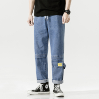 茜靓,CHYLLIRN牛仔裤男直筒宽松大码韩版潮流百搭2020男生港风九分阔腿潮牌ins男士裤子