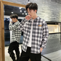 茜靓,CHYLLIRN衬衫男长袖格子外套男韩版潮流男士春秋季上衣服休闲寸衬衣帅气男装