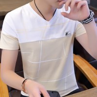 茜靓,CHYLLIRN男士短袖t恤男时尚夏季潮牌2020新款V领纯棉上衣服体桖半袖夏天潮流