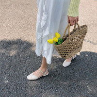 茜靓,CHYLLIRN包头凉鞋女2020新款夏季仙女风温柔粗跟小高跟搭配裙子的鞋子