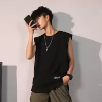 茜靓,CHYLLIRN夏季篮球运动背心男外穿无袖t恤潮牌ins休闲纯棉坎肩潮流百搭马夹