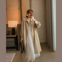 茜靓,CHYLLIRN春秋季新款吊带连衣裙女收腰显瘦气质网纱小黑裙性感长裙