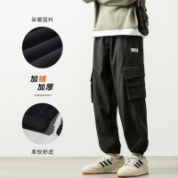 茜靓CHYLLIRN男士加绒工装裤子宽松百搭外穿棉裤加厚束脚青少年秋冬季休闲裤男