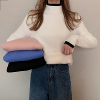 茜靓CHYLLIRN白色堆堆半高领加厚加绒德打底衫女秋冬毛衣服2020年新款内搭洋气