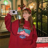 茜靓CHYLLIRN半高领卫衣女2020新款秋冬加绒加厚新年衣服学生宽松洋气红色上衣