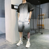 茜靓CHYLLIRN短袖t恤套装男夏季ins韩版潮流潮牌渐变休闲帅气搭配一套