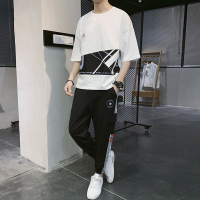 茜靓CHYLLIRN休闲一套装男生长裤子夏季秋季百搭青少年韩版潮流帅气运动工装裤