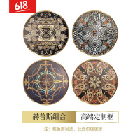 美式复古客厅挂画欧式新古典餐厅玄关壁画卧室立体圆形轻奢装饰画沙背景墙画_6