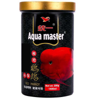 统一 血鹦鹉鱼饲料增艳鱼食增红发色发财鱼地图鱼鱼上浮颗粒鱼粮 艳红500G中粒