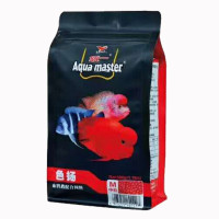 血鹦鹉鱼饲料增艳鱼食增红发色发财鱼地图鱼鱼上浮颗粒鱼粮 鹦鹉色扬500g中粒