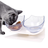 15°可调节猫碗猫盆猫咪双碗宠物猫食盆猫咪用品 15°倾斜透明双碗