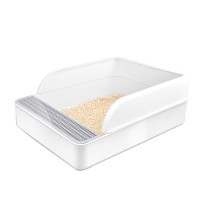 猫砂盆猫厕所半封闭猫砂盆大号猫厕所猫沙盆猫屎盆猫盆砂宠物猫咪用品 半封闭猫砂盆白色大号