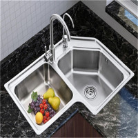闪电客厨房不锈钢转角水异形转角双拐角双8059转角洗菜盆