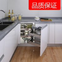 闪电客厨房转角拉篮橱柜拐角不锈钢储物拉篮旋转调味收纳篮