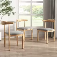藤印象餐椅靠背凳子家用北欧书桌椅现代简约餐厅椅子铁艺牛角椅