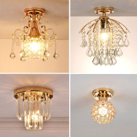 藤印象金色水晶吊灯欧式入户玄关门厅灯美式过道走廊灯具阳台灯饰LED