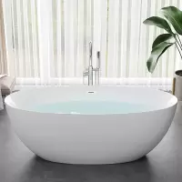花勋亚克力家用小户型浴缸恒温薄边浴缸独立式椭圆无缝一体贵妃浴缸