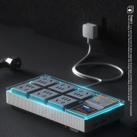 朋克电力硬盒65W氮化镓桌面闪电客插座排插接线板快充插线板