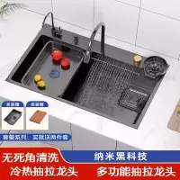 锦兆家居飞雨瀑布水槽大单槽厨房洗菜盆洗碗槽家用洗碗池台下盆