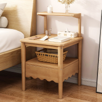 藤印象木床头柜家用卧室简约现代置物架收纳床边收纳柜子