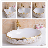 欧式台上盆椭圆形家用洗手池艺术盆洗脸盆方形洗手盆阳台小号