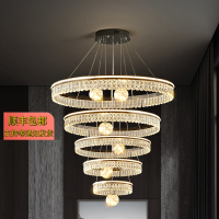 客厅水晶吊灯意式轻奢创意圈环现代简约别墅复式楼客厅大吊灯