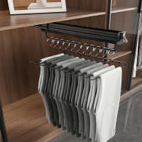 衣柜裤架伸缩滑杆轨道柜内置衣架抽拉式挂衣杆五金抽裤挂收纳