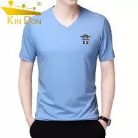 金盾(KIN DON)2021年夏季新款男士t恤男中青年弹力V领短袖薄款莫代尔体恤男士打底衫休闲百搭男士T恤男大码男装