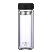 阿卜兹(abocci)双层玻璃杯透明加厚水晶杯男女士便携创意水杯带盖过滤办公泡茶广告杯杯定制印字logo