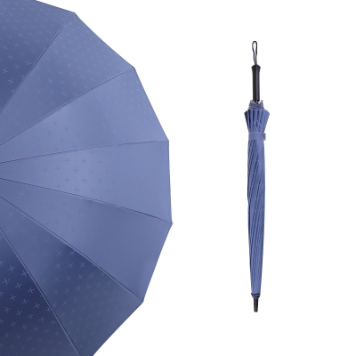 天堂伞直杆伞自动晴雨伞长柄伞复古超大加固16骨直柄加厚商务伞定制 蓝灰色