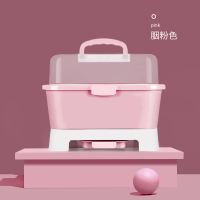 婴儿奶瓶收纳箱阿斯卡利(ASCARI)宝宝餐具收纳盒带盖防尘奶瓶晾干沥水架 槟粉