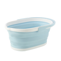 家用长方形折叠拖把桶阿斯卡利(ASCARI)创意便携卫生间可折叠手提水桶拖鞋桶储水桶 蓝色