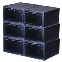 aj球鞋收纳盒亚克力透明鞋盒阿斯卡利(ASCARI)定制防尘防潮 黑色6只装再送2个(6+2) 36x29x19cm