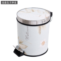 欧式创意垃圾桶阿斯卡利(ASCARI)带盖家用客厅卧室卫生间厨房大号缓降脚踏式垃圾桶 浅蓝色月季花12L