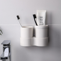 牙刷置物架阿斯卡利(ASCARI)壁挂式卫生间放牙具收纳杯架盒家用情侣款双人漱口套装 白色1个装[自带两个杯子情侣之家]