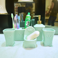 欧式陶瓷卫浴五件套装阿斯卡利(ASCARI)浴室卫生间用品洗漱套件牙刷架套件 龙泉绿釉五件套带马桶