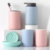 陶瓷卫浴四五六件套阿斯卡利(ASCARI)浴室用品套件 家用卫生洗漱456套装 粉色组合=五件3