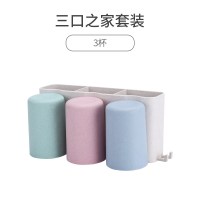 牙刷置物架阿斯卡利(ASCARI)免打孔漱口刷牙杯挂墙式卫生间吸壁式壁挂牙具收纳套装 免钉款-3口之家套装