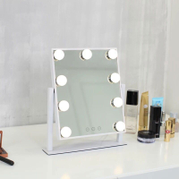 化妆镜台式led灯阿斯卡利(ASCARI)家用卧室桌面大号便携网红补光梳妆镜子带灯泡 9灯31*36白色插电款