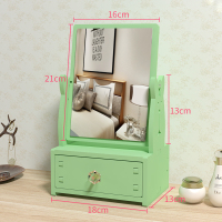 小镜子阿斯卡利(ASCARI)学生少女化妆镜台式桌面可爱家用宿舍便携梳妆镜带收纳盒 苹果绿带抽屉