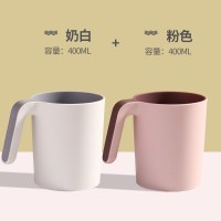 创意洗漱口杯阿斯卡利(ASCARI)家用刷牙杯子情侣套装欧式樕牙缸可爱简约牙刷杯 [带手柄]奶白+粉色