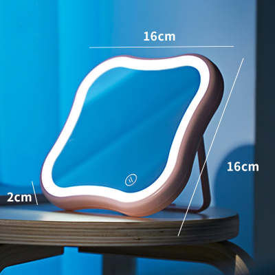 led化妆镜阿斯卡利(ASCARI)带灯补光家用桌面台式梳妆镜女宿舍网红折叠便携小镜子 LED网红款(四叶草)粉色