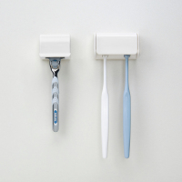 牙刷架阿斯卡利(ASCARI)免打孔壁挂式.情侣牙刷创意防尘收纳架卫生间牙具置物架 套装1双人款+剃须刀架