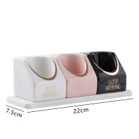 电动牙刷架阿斯卡利(ASCARI)家用牙膏剃须刀置物架卫生间摆台式多功能收纳架座套装 銮金白+粉+黑收藏加购送硅藻垫