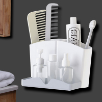 挂牙刷架阿斯卡利(ASCARI)吸壁式简约挤牙膏器梳子牙刷置物架免打孔卫生间浴室梳筒 层架款-灰